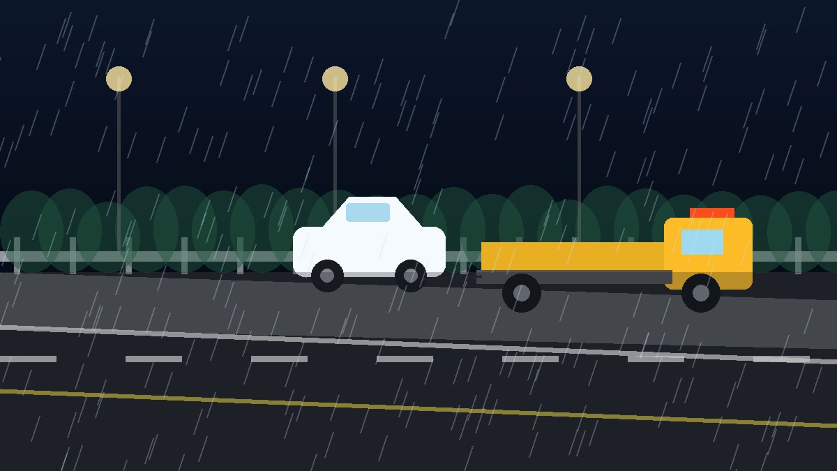 山西暴雨夜拖车救援现场图